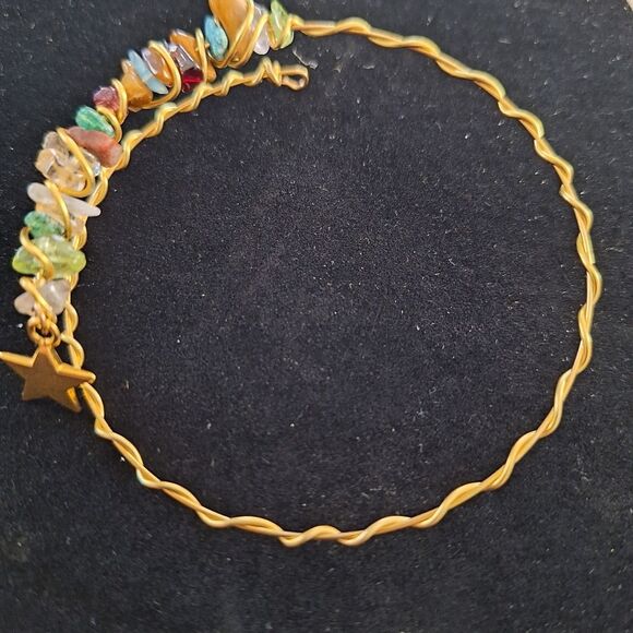 Mixed Gem Stones with Star Charm Extendable Bracelet - Picture 4 of 6